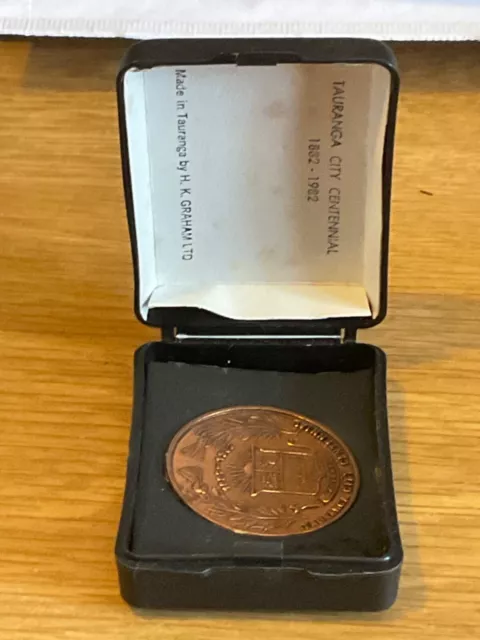 Tauranga City Centennial Medallion 1882-1982 Mounted on Card - Boxed