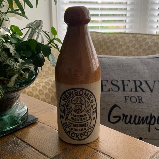 E. L Newsome's Ltd Blackpool Stone Ginger Beer Bottle Victorian Vintage # 329