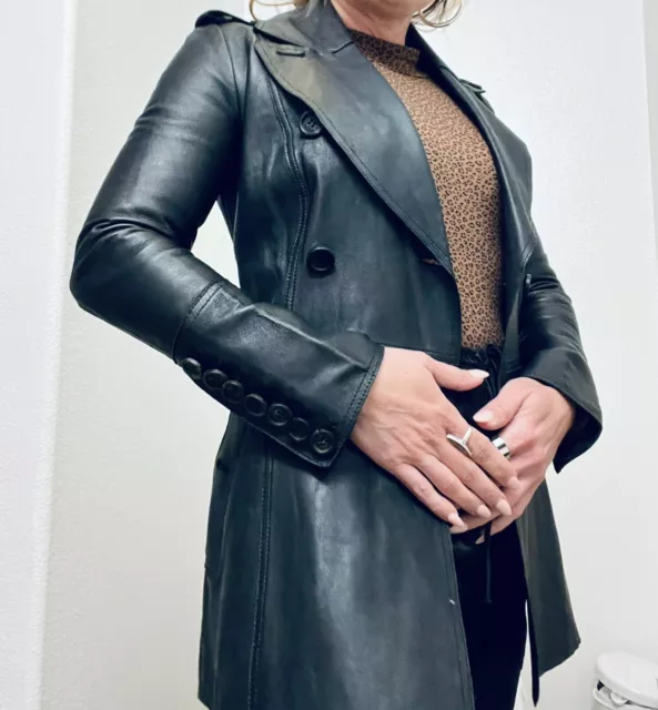 Women's Burberry Leather Slim Fit  Black Jacket, Size 36