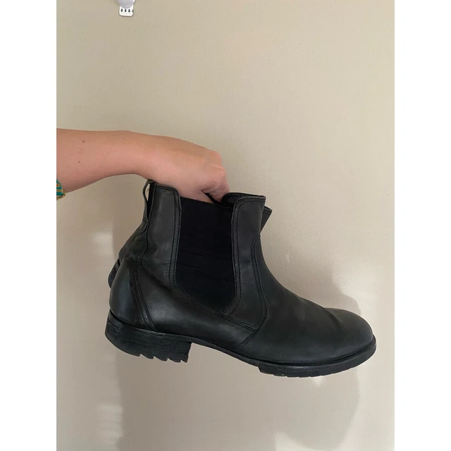 GBX BLACK LEATHER Men s Motorcycle Boots Size 7 Side Zip 4 Buckle Goth Steampunk 44.99 PicClick