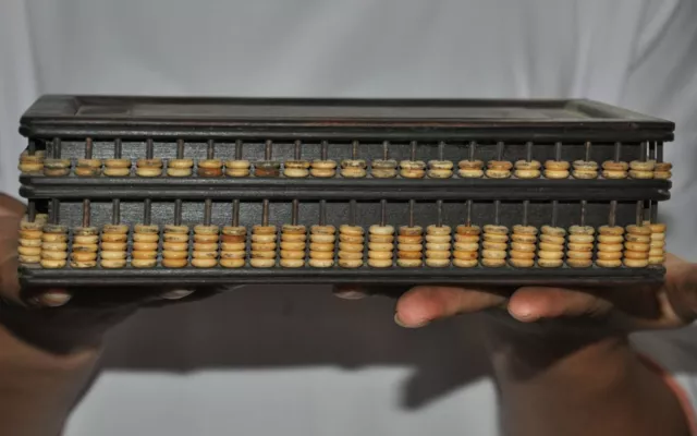Chinese Old wood Carved computing equipment calculator Abacus Counting frame
