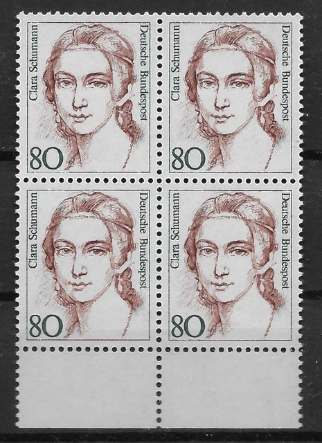 Bund 1986 ** Mi 1305 Frauen 80Pf im Viererblock VB 4er Block Unterrand UR 03731C