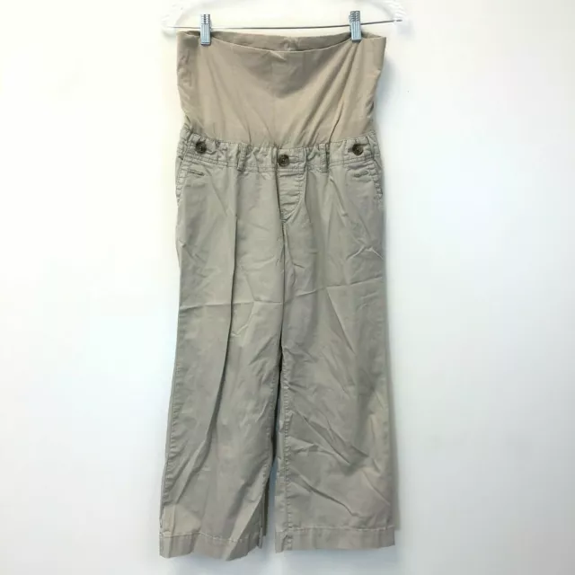 GAP Maternity Size 2 Tan Wide Leg Khaki Pants with Belly Band, EUC