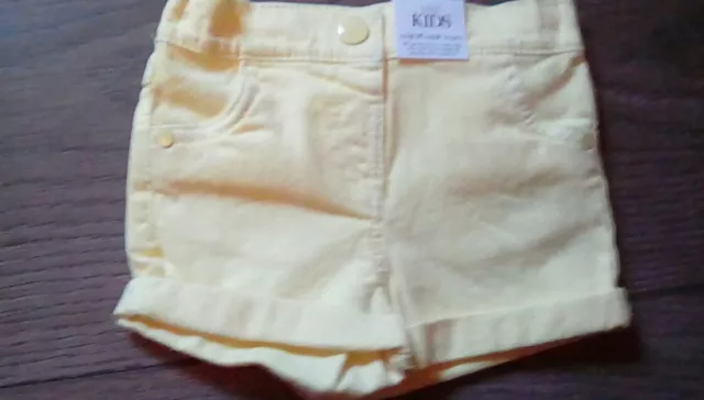 Baby girls M&S Lemon denim shorts adjustable elastic waist age 6-9 months bnwt