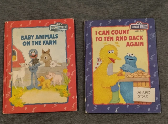 Sesame Street Book Club (Lot of 2) Grover Big Bird Cookie Monster   VTG HC CTW