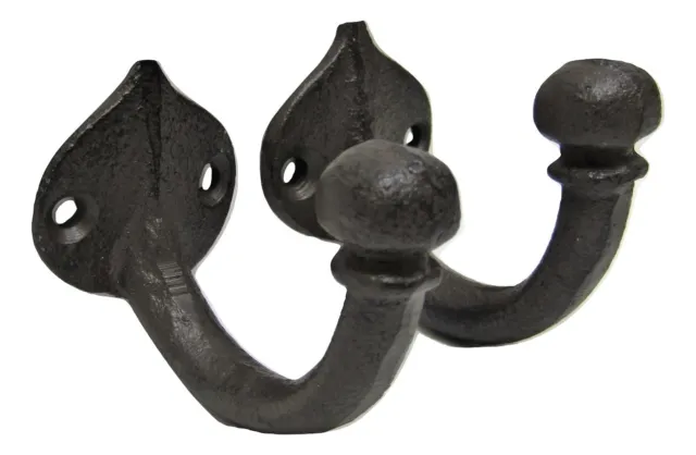 Lot 2 Antique-Style Small Sturdy 2.5" Cast Iron Cup Robe Coat Hat Jewelry Hooks