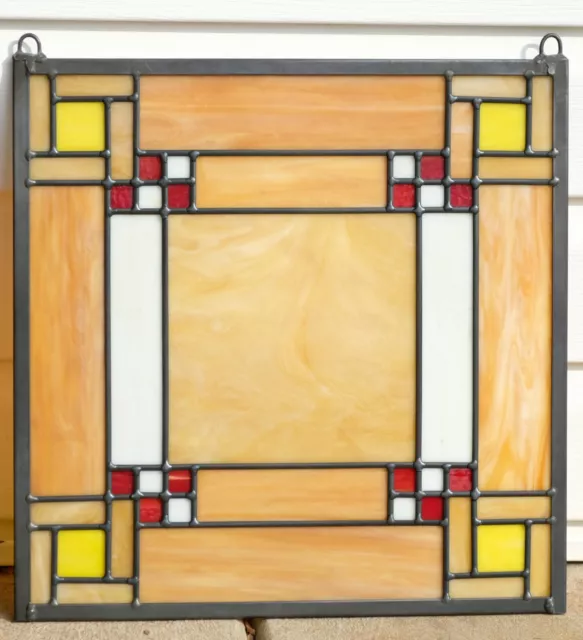 Stained Glass Window Frank Lloyd Wright Panel Prairie style 16" x 16"
