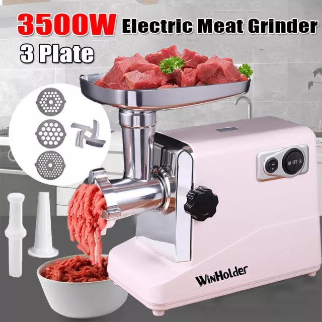 Heavy Duty 3500W Powerful Electric Meat Grinder Mincer Sausage Maker w/3 Blade