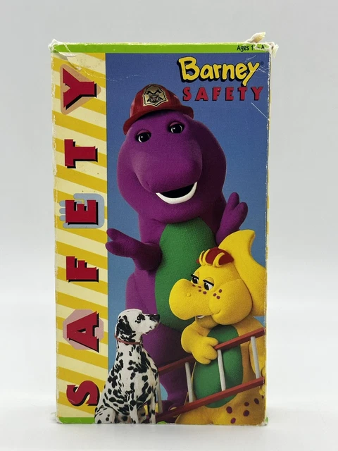 BARNEY FRIENDS: BARNEY SAFETY (VHS, 1995) Sing-a-Long White Tape SHIPS ...