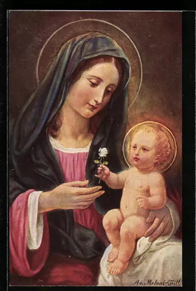 Künstler-AK Madonna mit dem Jesuskind