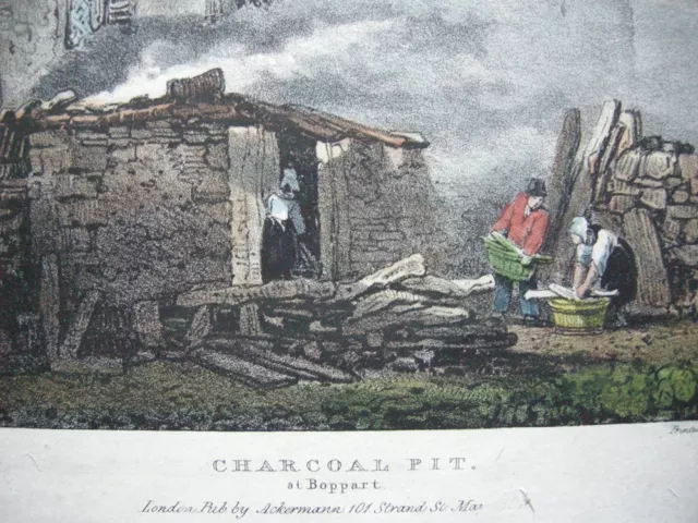 Köhlerhütte in Boppard Rheinland-Pfalz Orig Farblithografie Hullmandel 1825 3