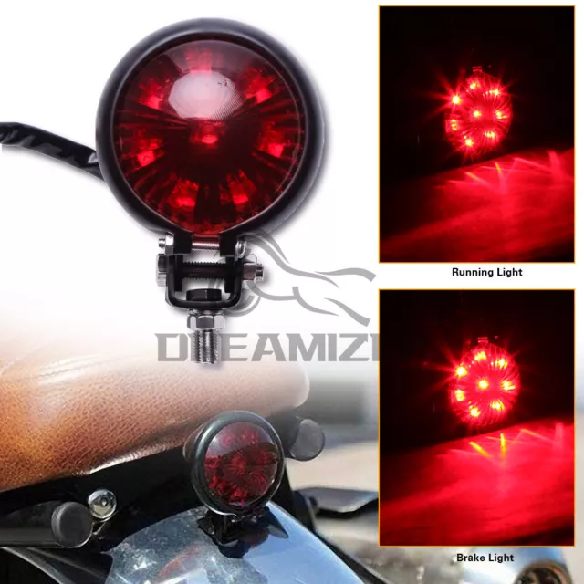 Motorrad LED Rücklicht Bremsleuchte Für Harley Custom Old School Bobber Cafe Rot