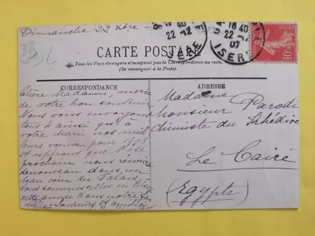 CPA PERSONNALITÉ Écrite 1907 à Humbert-Denis PARODI Chimiste de S. A. Le Khédive