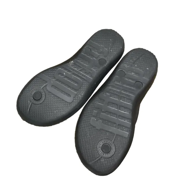 Fitflop Women's Iqushion Sandal Size 8 Thong Slide Flip Flop Black Rubber Beach 3