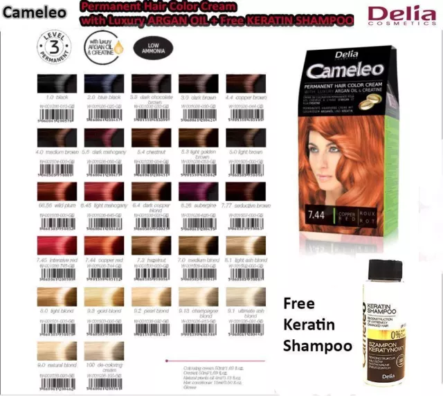 Professional Delia Cameleo Permanent Hair colour Cream with Argan oil 27 Shades