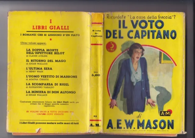 A.E.W.MASON-IL VOTO DEL CAPITANO-I LIBRI GIALLI MONDADORI N.83-1934 palmine