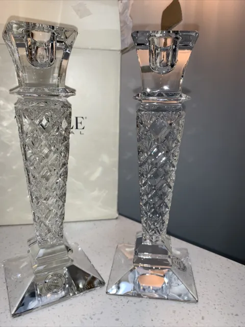 Towle 24% Lead Crystal  8 1/4"  Elegant Candlesticks Candle Holders Czech BOXED