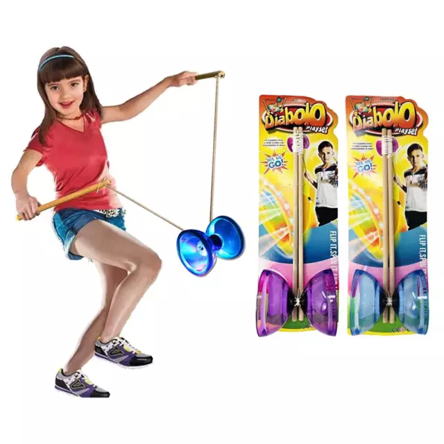 Kids Children Play Diabolo Set Bearing Wooden Sticks Diablo Toy with Led Light