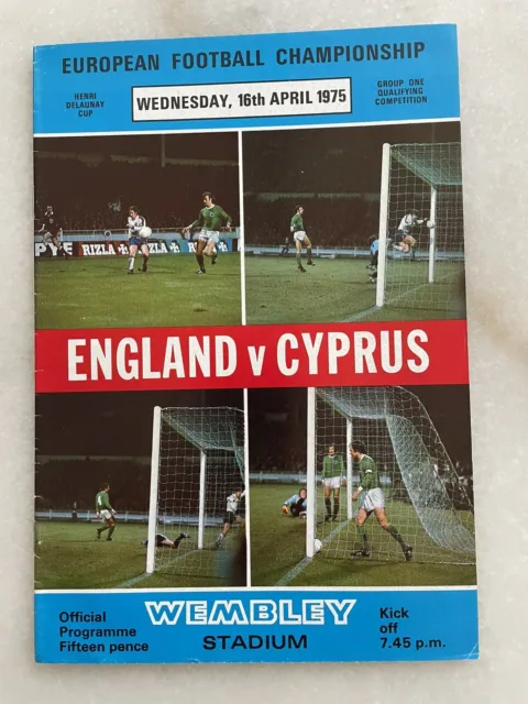 1975 England v Cyprus Football Programme