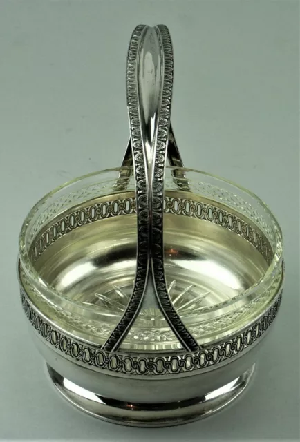 Kuchen Gebäck Korb Schale Obstschale 800er Silber Kristall Wien Austria (P10) 3
