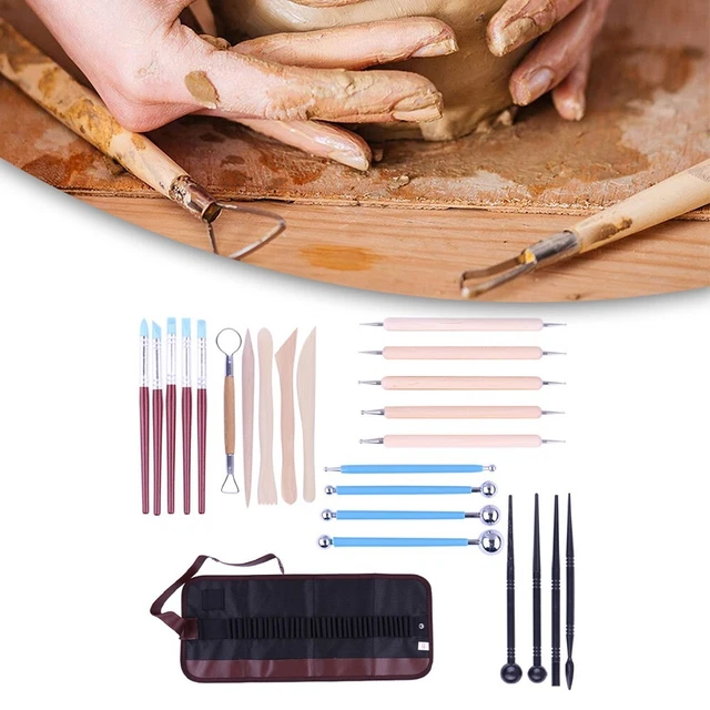 Kit 27 Outils Sculpture Argile/poterie - Pour Céramique, Pâte Polymère, Débutants Et Professionnels, Avec Sac