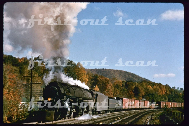 R DUPLICATE SLIDE - Norfolk & Western N&W STEAM Action on Frt Fall Color