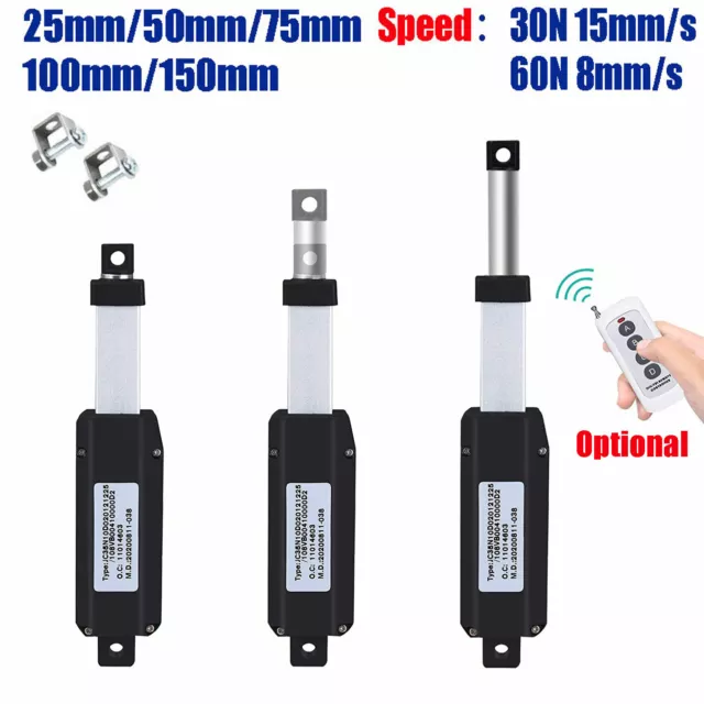 Micro Electric Linear Actuator Stroke 1"–6''Force 13.5 lbs–12V High-Speed 0.6"/s