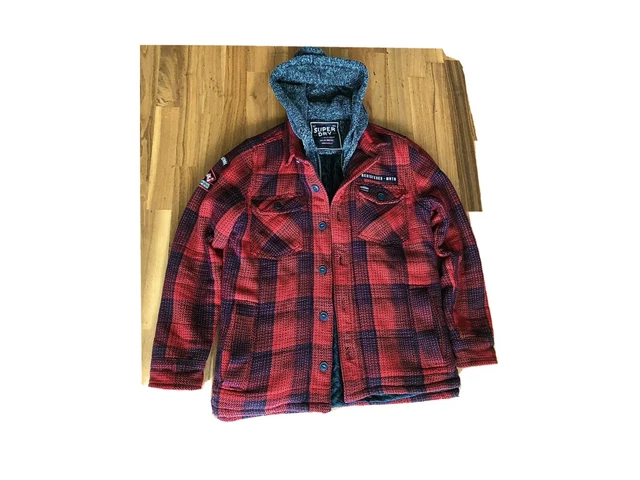 Mens Superdry XL Worldwide Lumberjack Heavy Check Sherpa Fleece Jacket