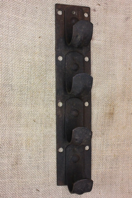 old Reins Rack hanger Horse Harness 4 hooks country store vintage Rustic iron #J