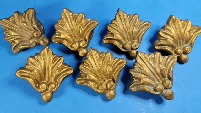 Drawer Pulls Medallion Rosette Solid Brass With Backer Plate Decorative 7 Units