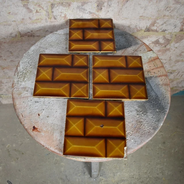 Antique Original Pilkington Art Deco Tiles Wall Metro Style set of Four England