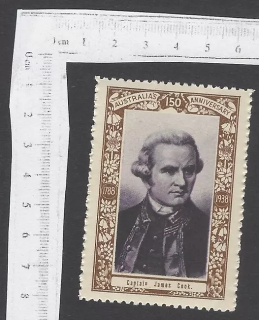 Australia 150th Anniversary 1938 poster stamp Captain James Cook