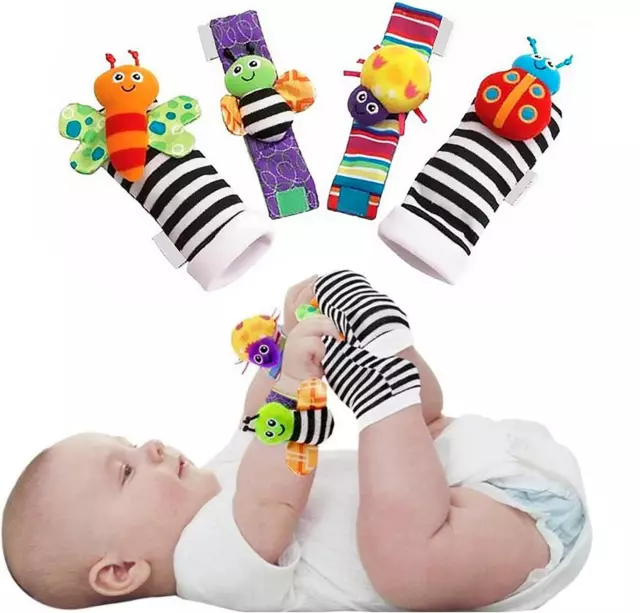 Baby Sensory Toy Socks & Wrist Rattles Bracelet Newborn Gift Lamaze Rattle Set