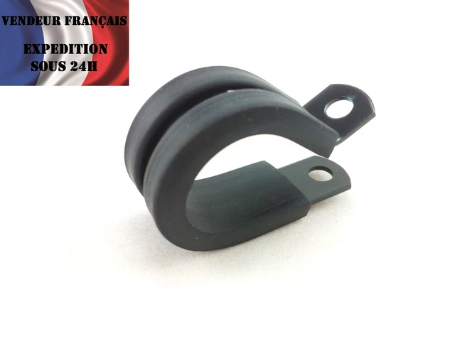 Fixation durite en forme P, diam int: 15,9 mm, aluminium noir, VENDEUR FRANCAIS