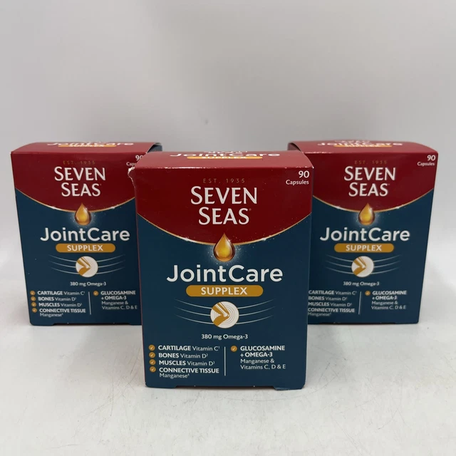 3 X SEVEN Seas Joint Care Supplex Omega3 + Glucosamine 90 Capsules