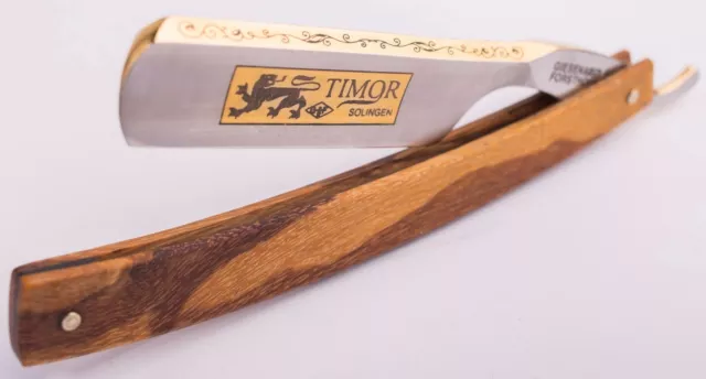 TIMOR  Bergischer Löwe RASIERMESSER Gold 6/8 Marblewood made in SOLINGEN Germany