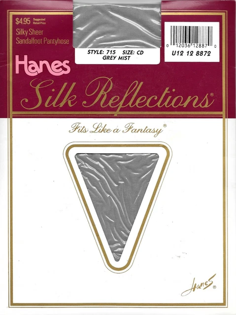 Hanes Style 710 Silk Reflections Pantyhose Sandalfoot Size CD Grey Mist