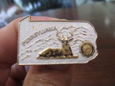 Pennsylvana Figural State Shape American Legion Member Club With Buck Deer  Pin