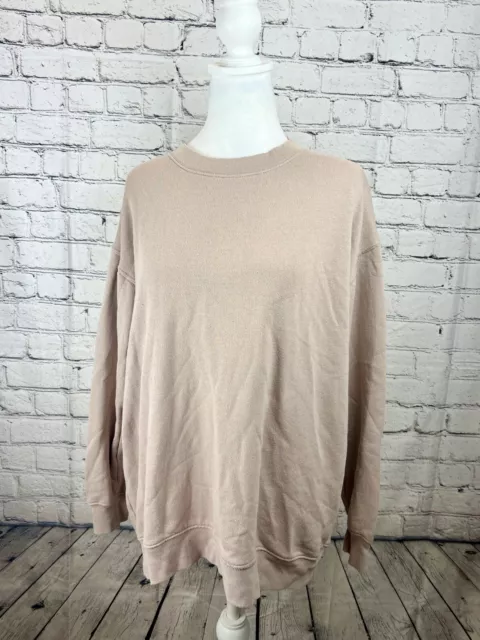 Aerie Sweatshirt Women's Small Beige Pullover Crew Neck Long Sleeve Fleece Knit