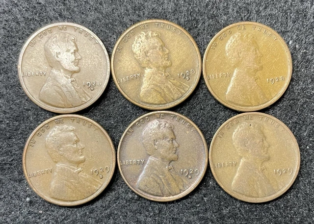 1928 PDS 1929 PDS Lincoln Wheat Pennies- Free Shipping