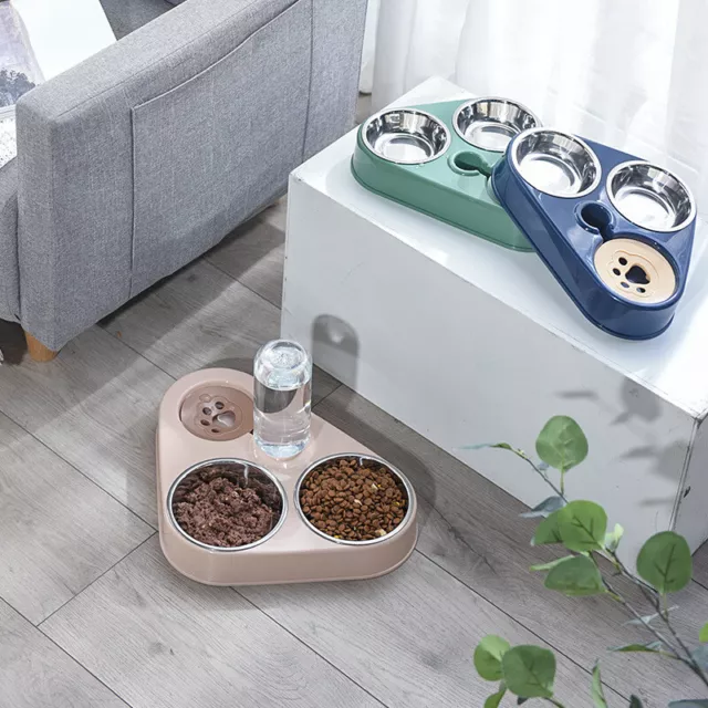 3 in 1 Dog Feeder Bowl With Dog Water Bottle Cat Automatic Drinking --wf
