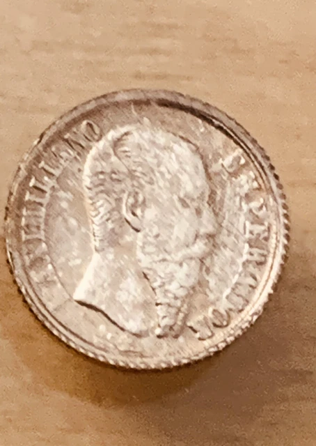 1865 Imperio Mexicano Maximiliano Emperador Mini Silver Coin Circulated 1865 Imperio Mexicano Maximiliano Emperador Mini Silver Coin Circulated