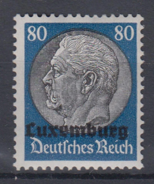 Luxemburg 15 Hindenburg mit waagerechtem Aufdruck 80 Pf postfrisch