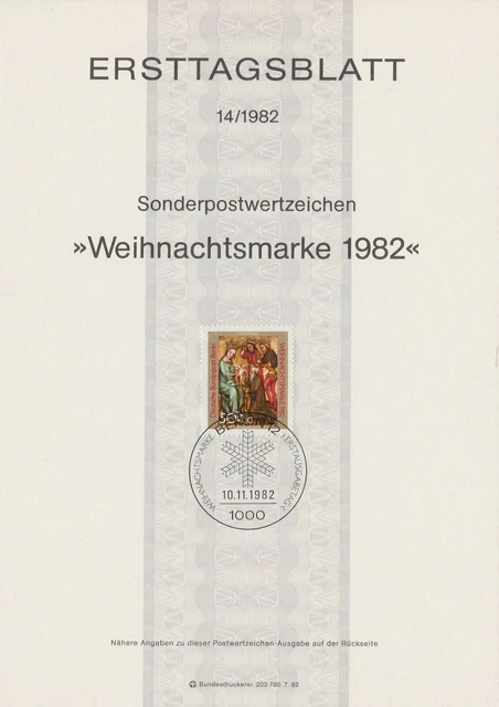 Ersttagsblatt 14/1982 PWz "Weihnachtsmarke 1982" ETB