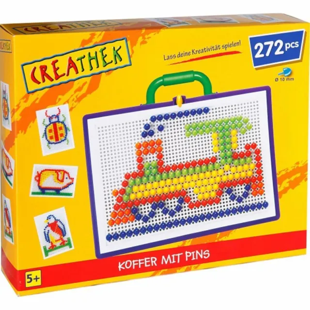 Creathek Koffer mit 272 Pins Steckspiele Mosaik Steckspiel Kinder ab 3 Jahre