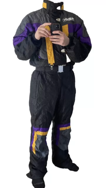 Phenix Ski Suit Vintage Rare One Piece Snowsuit Snow Purple Black Yel Mens Sz XL