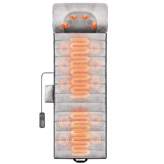 VEVOR Ganzkörper-Massagematte 10 Vibrationsmotoren und 2 Shiatsu-Nackenrollen