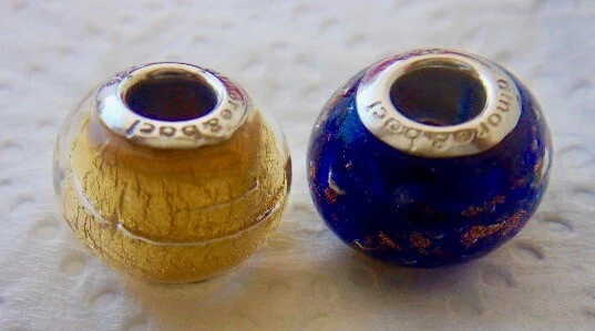 Lot Vintage perles Amore & Baci 2 charms  Murano en argent 925
