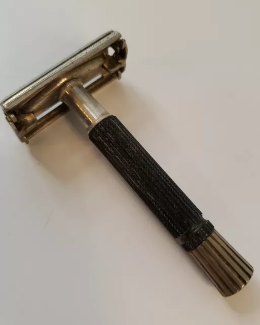 VTG 1968 Gillette Black Handle Super Speed DE Double Edge TTO Safety Razor N3