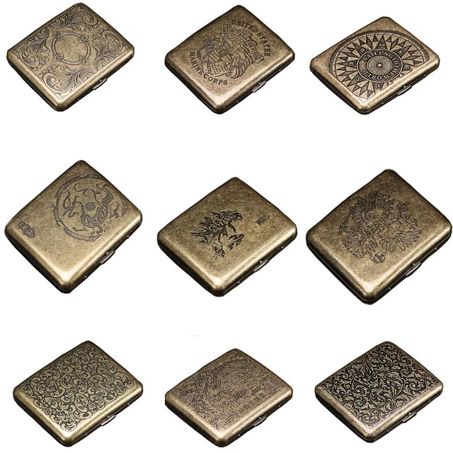 stains Convenient Men and women Cigare tte case Vintage brass metal Classic